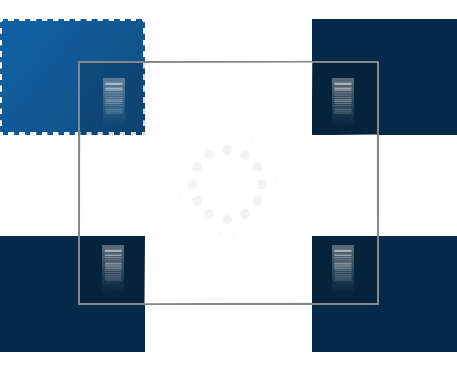 An image of 4 different boxes showing how the stack technology can unsilo different departments.